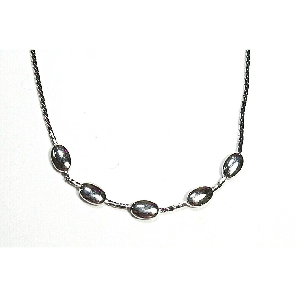 VTG MONET Necklace Choker Minimalist / Modernist Silver Tone Chains & Oval Links